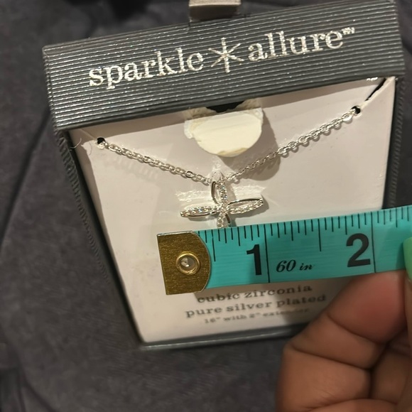 Sparkle Allure CZ Pure Silver Cross 3 piece jewelry Set Studd earrings - Picture 6 of 9